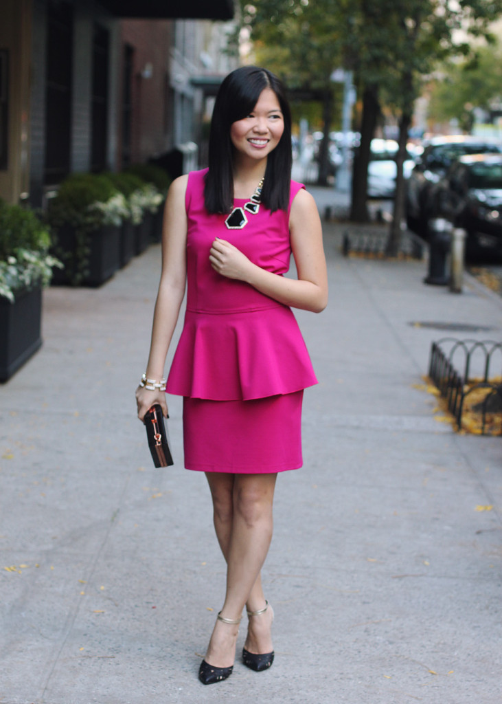 Hot Pink Peplum Party Dress