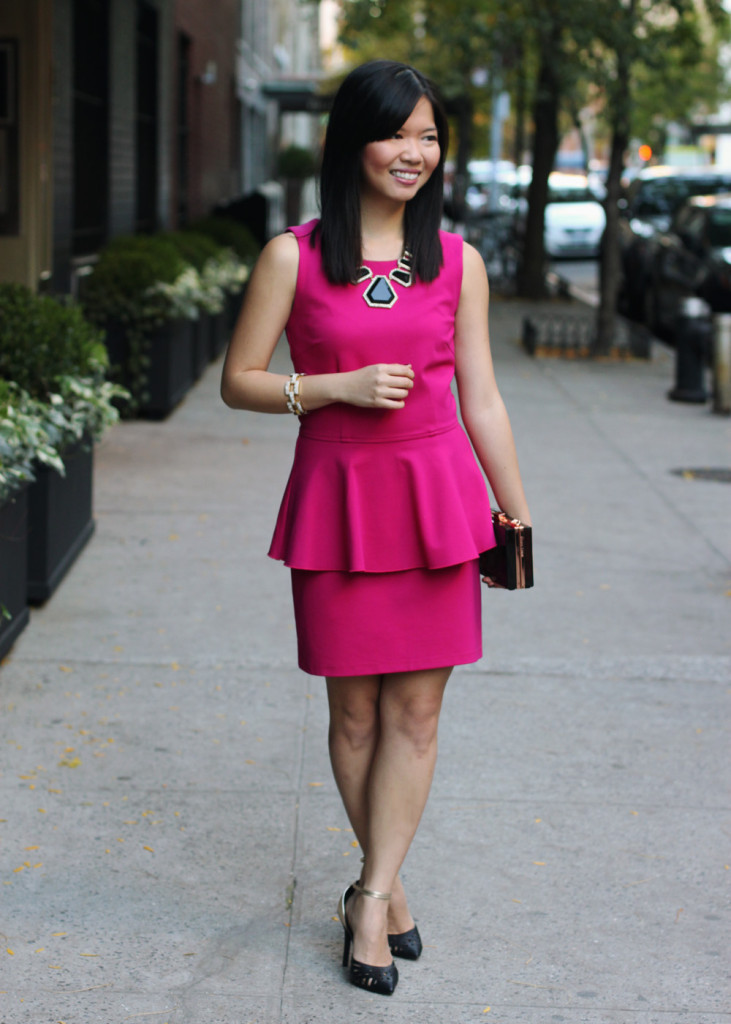 Hot Pink Peplum Party Dress