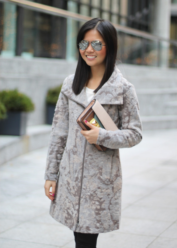 Abstract Print Gray Pink Coat