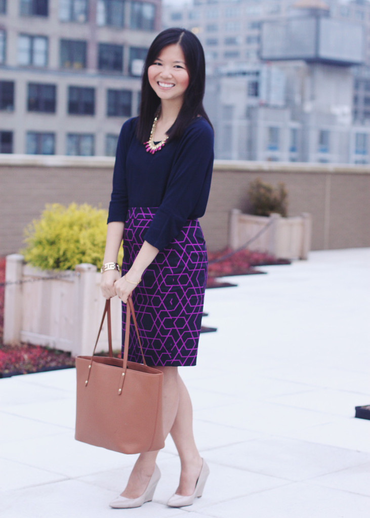 J.Crew Geometric Purple Navy Skirt