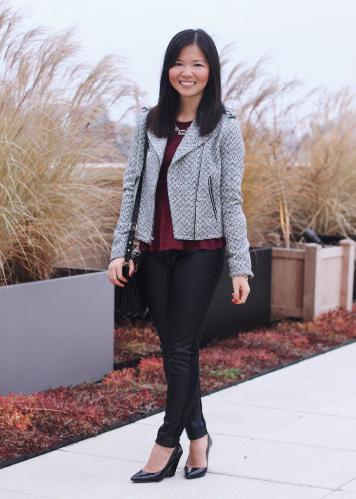 Black and White Tweed Moto Jacket