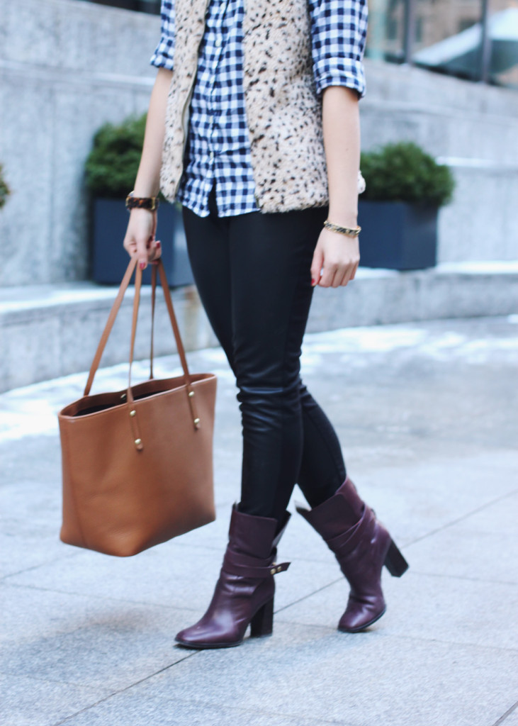 Faux Leather Panel Pants