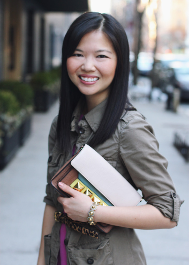 Studded Clutch & Military Jacket