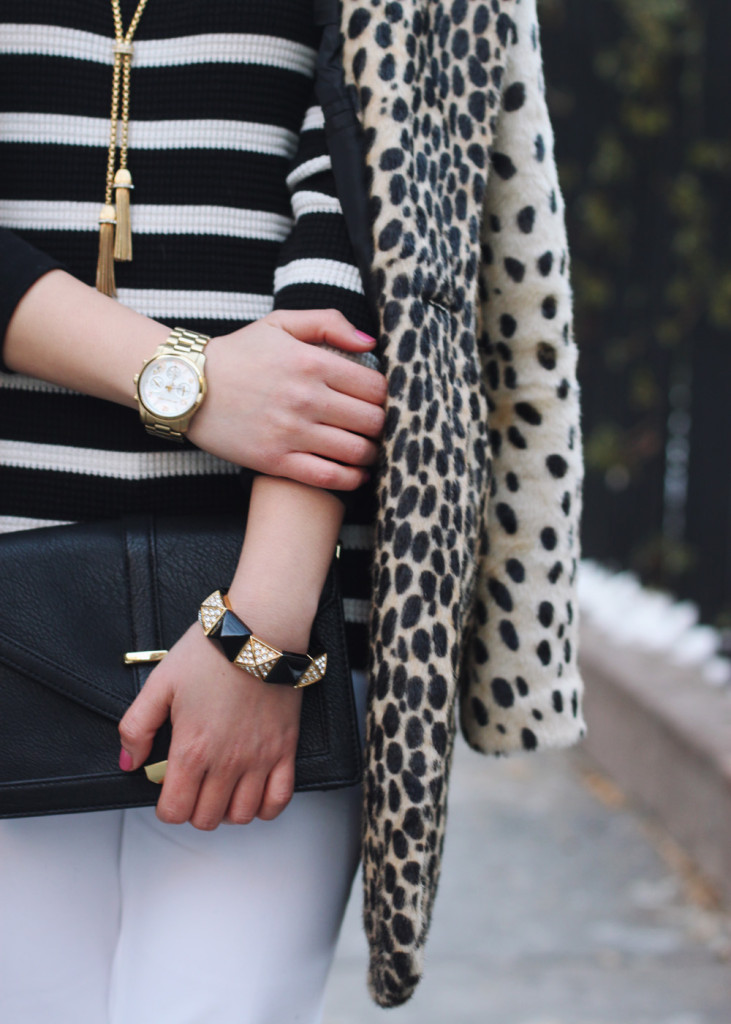 Leopard Coat & Striped Shirt