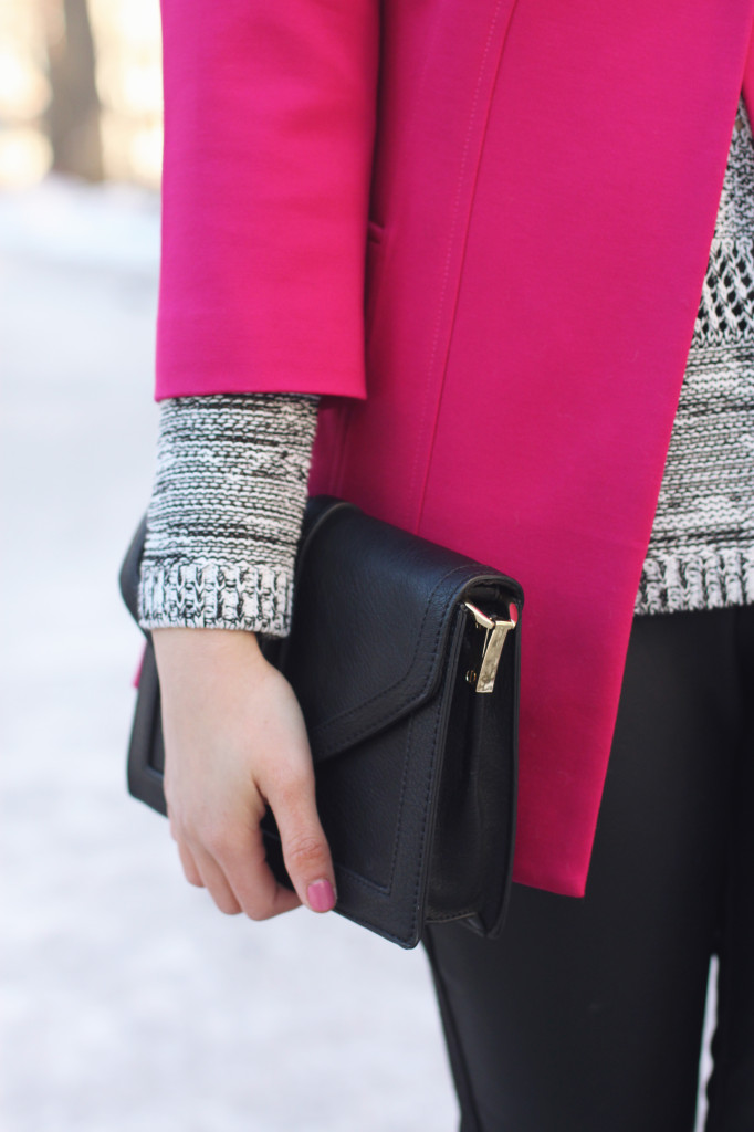 3/4 Sleeves Hot Pink Swing Coat