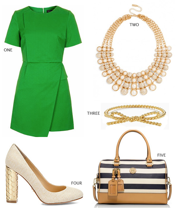 Topshop Green Asymmetrical Dress