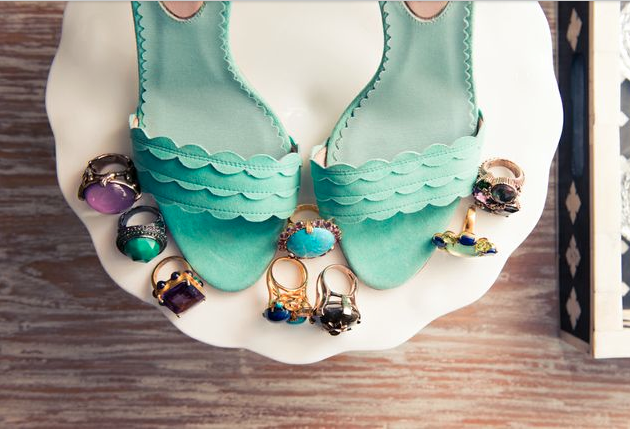 SJP Turquoise Scalloped Heels