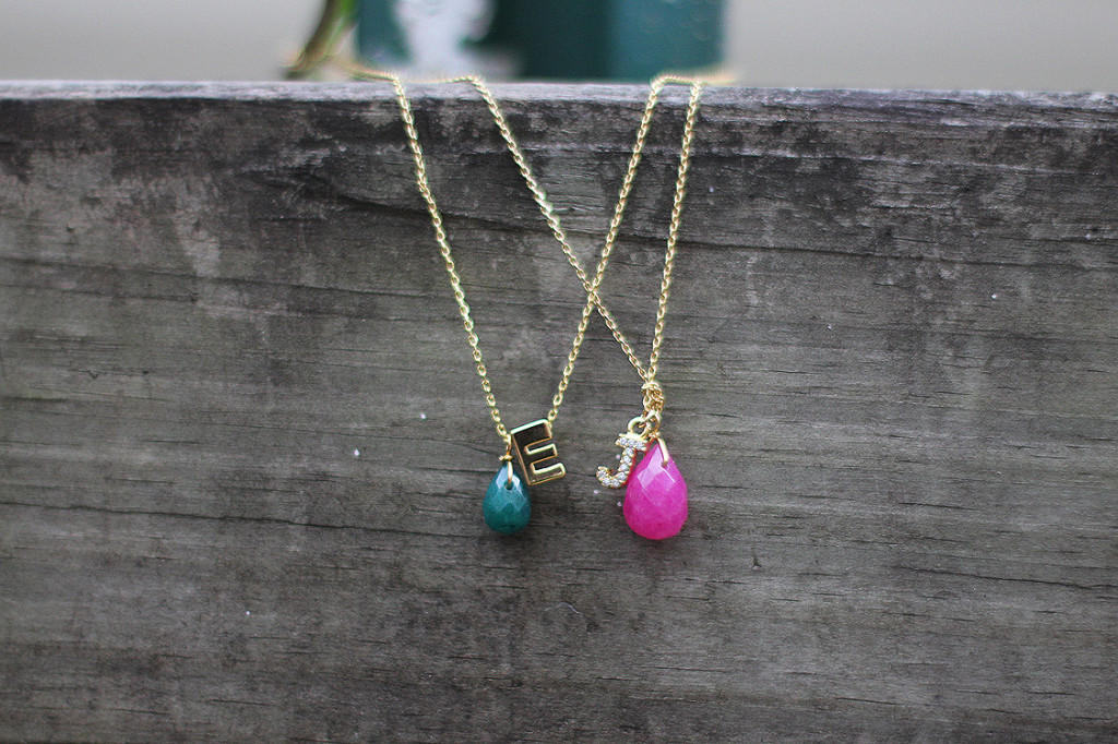 Gem & Initial Letter Necklace