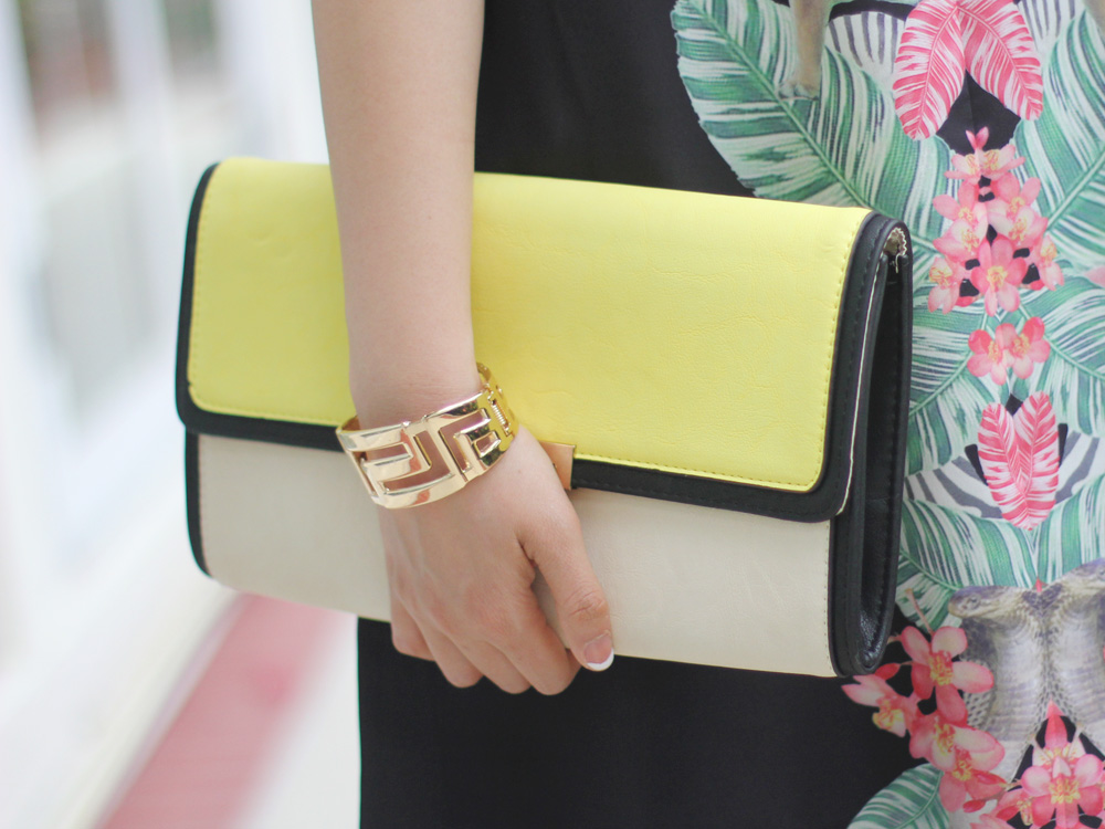 Neon Yellow Colorblock Clutch