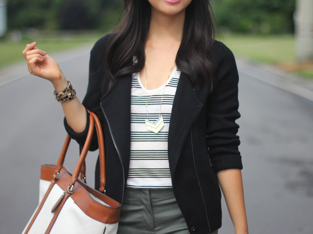 Black, White and Olive Green