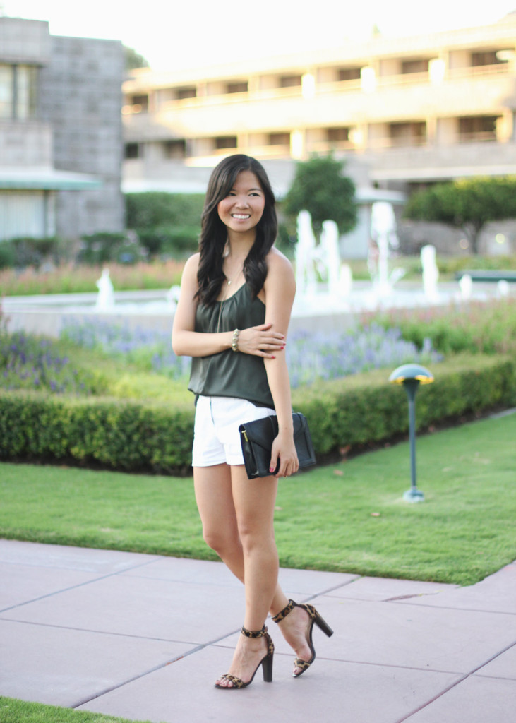 Military Green Top & Leopard Heels