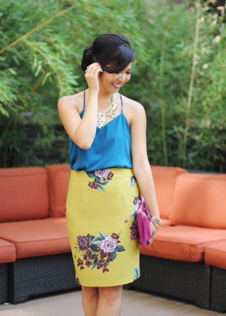 How to Wear Jewel Tones in the Fall Jewel Toned Floral Skirt