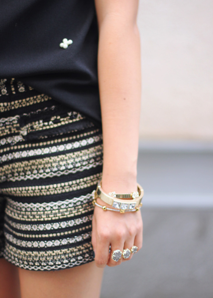 Black & Gold Tweed Shorts