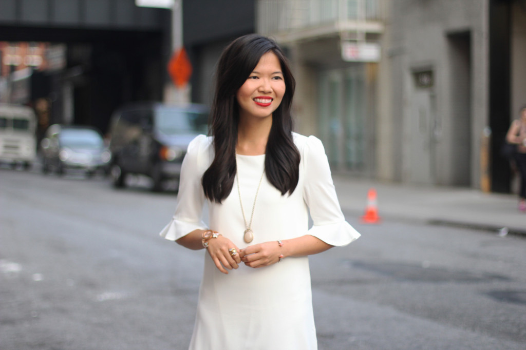White Dress with Bell Sleeves