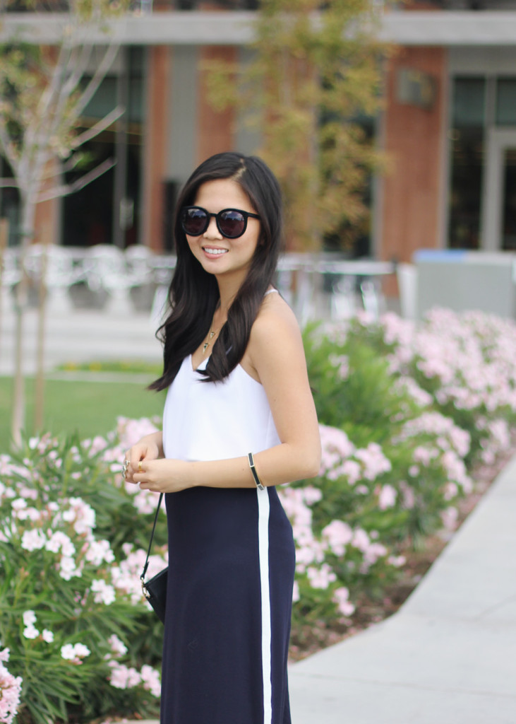 Navy Maxi Skirt with White Stripe