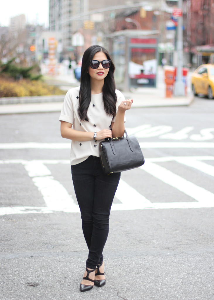 Skirt The Rules // Embellished T-Shirt & Black Skinny Jeans