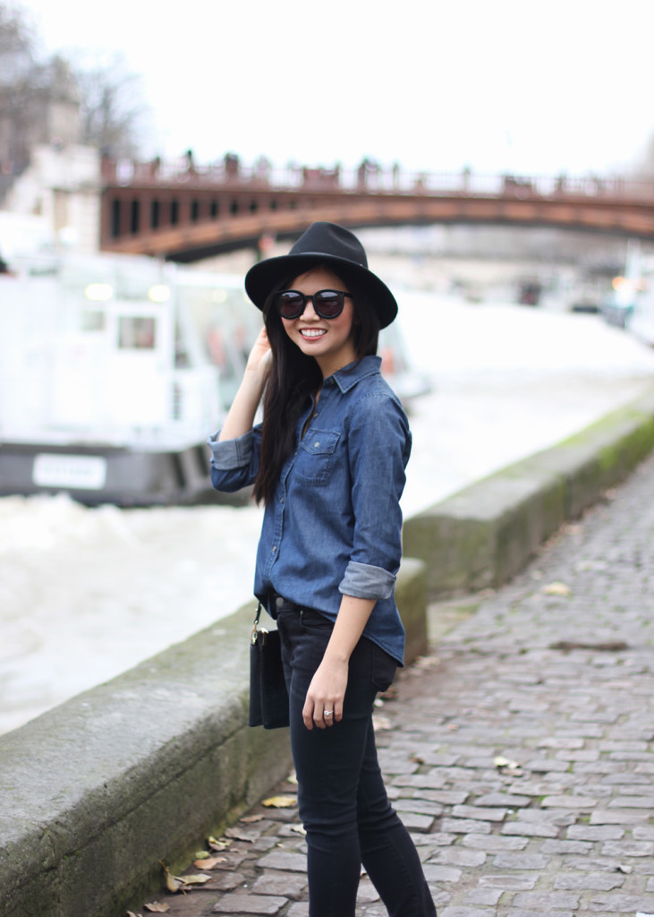 Denim Shirt & Black SKinny Jeans