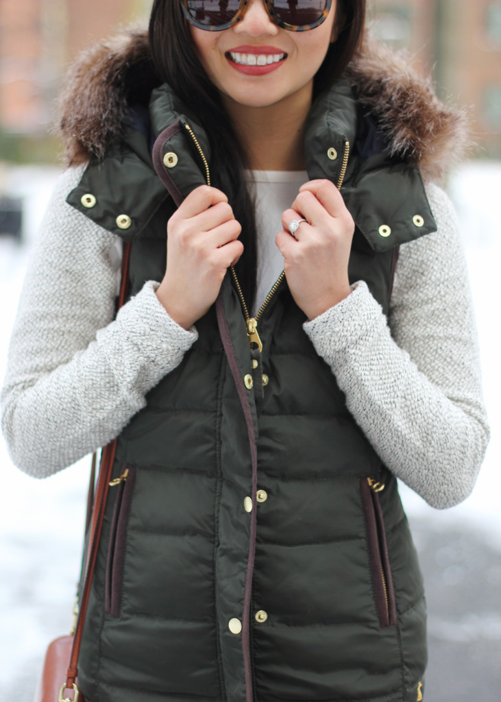 Skirt The Rules // Green Puffer Vest with Faux Fur