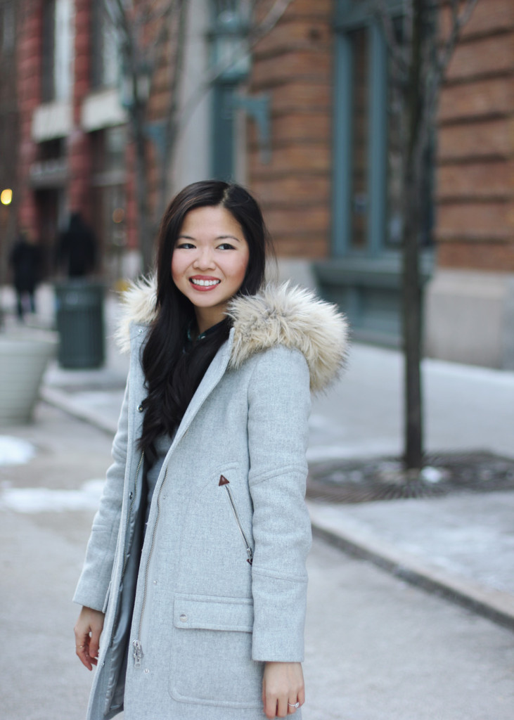Skirt The Rules // Gray Faux Fur Trimmed Coat