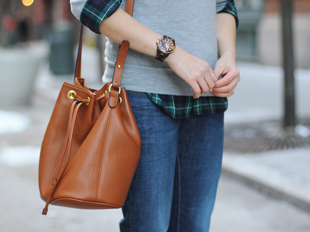 Skirt The Rules // Brown Bucket Bag