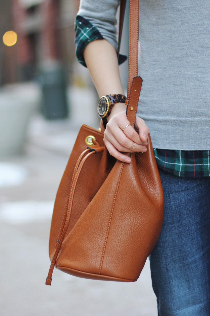 Skirt The Rules // Brown Bucket Bag