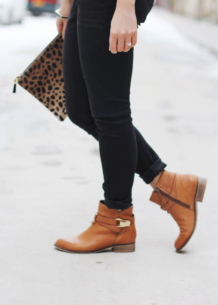 Skirt The Rules // Black Denim Leggings & Brown Boots