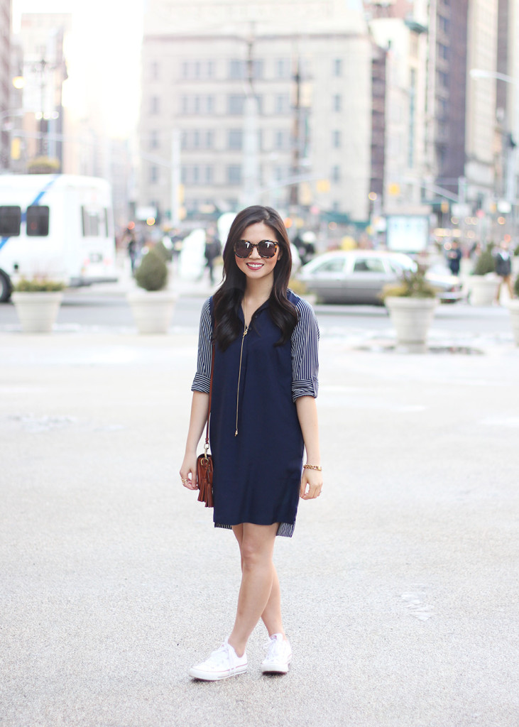 Skirt The Rules // Navy Striped Shirtdress