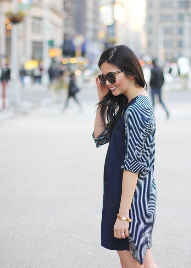 Skirt The Rules // Navy Striped Shirt Dress