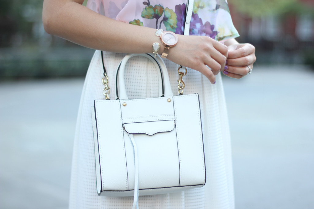 Skirt The Rules // Rose Gold Watch & White Crossbody Bag