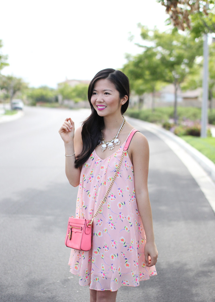 Skirt The Rules // Floral Dress & Coral Crossbody