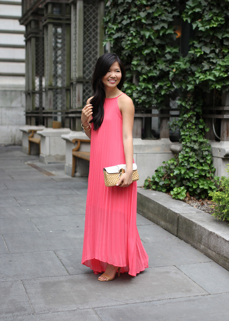 Skirt The Rules // Coral Pleated Mxi Dress