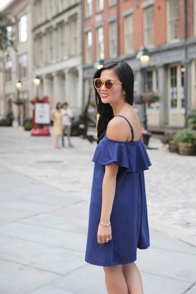 Skirt The Rules // Navy Cold Shoulder Dress