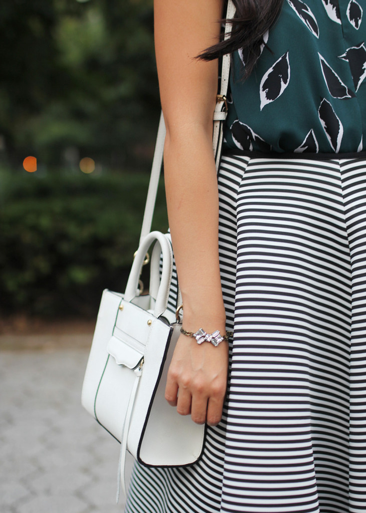 Skirt The Rules // Teal Floral Top & Striped Midi Skirt