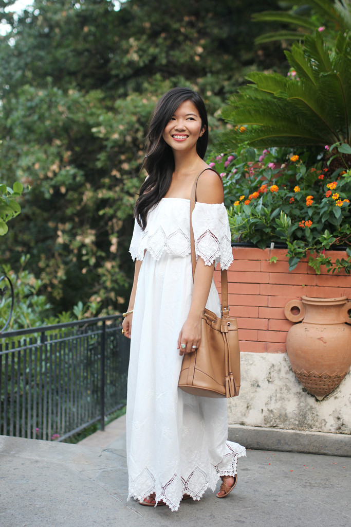 Skirt The Rules // White Off the Shoulder Maxi Dress