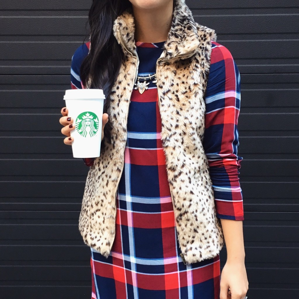 Skirt The Rules // Plaid Dress & Leopard Vest