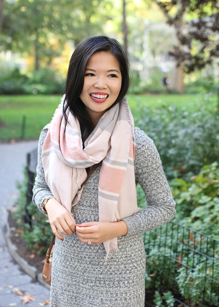 Skirt The Rules // Grey Sweater Dress & Blanket Scarf