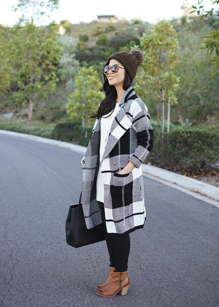 Skirt The Rules / Black & White Plaid Coat