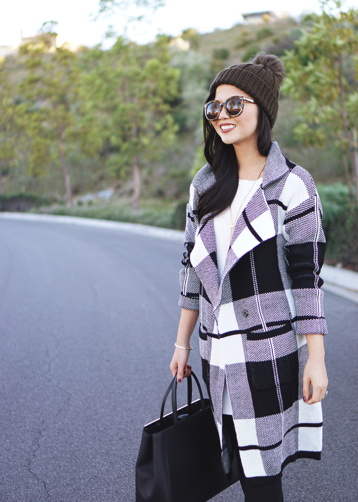 Skirt The Rules / Black & White Plaid Coat