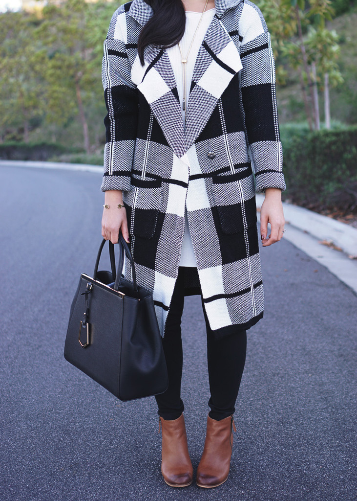 Skirt The Rules / Black & White Plaid Coat