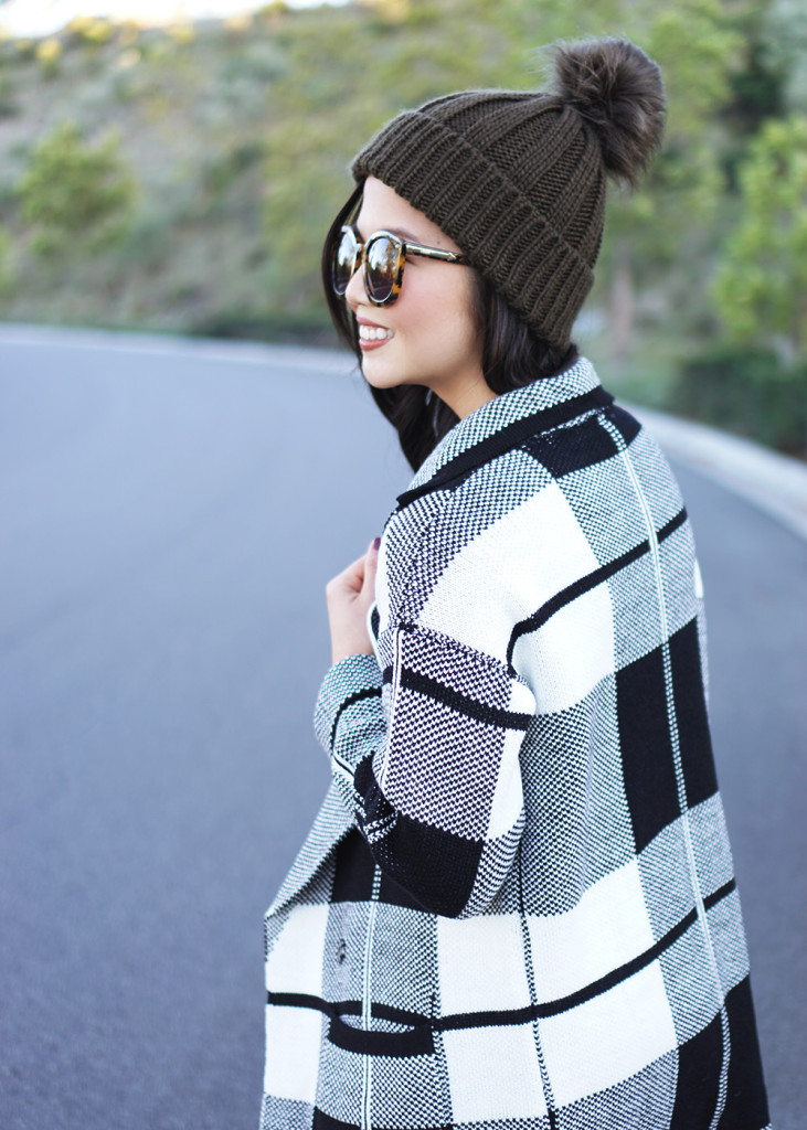 Skirt The Rules / Black & White Plaid Coat