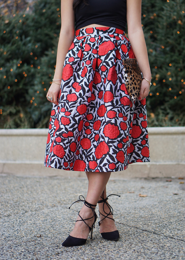 Skirt The Rules / Rose Print Midi Skirt
