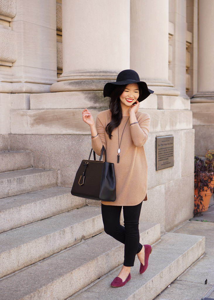 Skirt The Rules / Camel Sweater & Black Leggings
