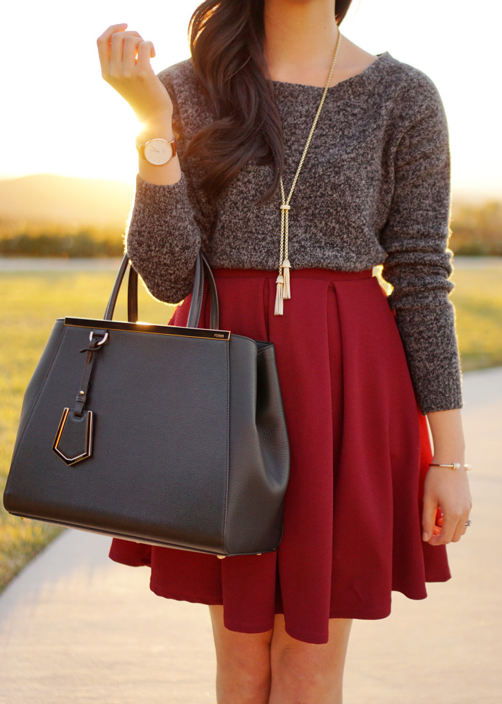Skirt The Rules / Navy Sweater & Burgundy Skirt