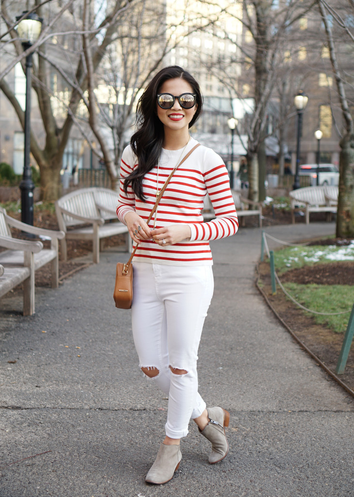 Skirt The Rules / Red & White Striped Sweater