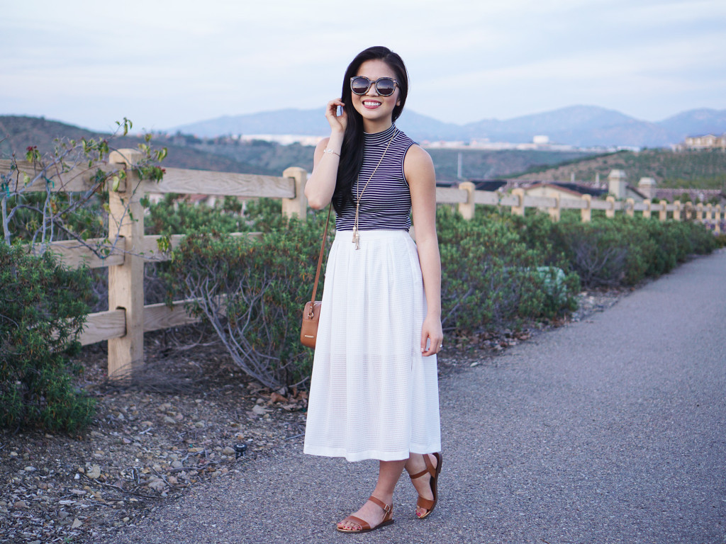 Skirt The Rules / Striped Top & White Skirt