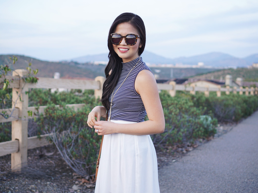 Skirt The Rules / Striped Top & White Skirt