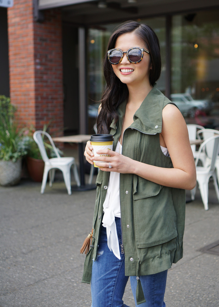 Skirt The Rules / Army Vest & Destroyed Skinny Jeans