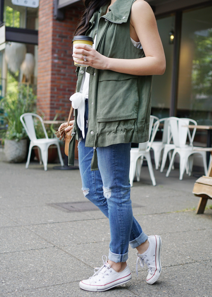 Skirt The Rules / Army Vest & Destroyed Skinny Jeans