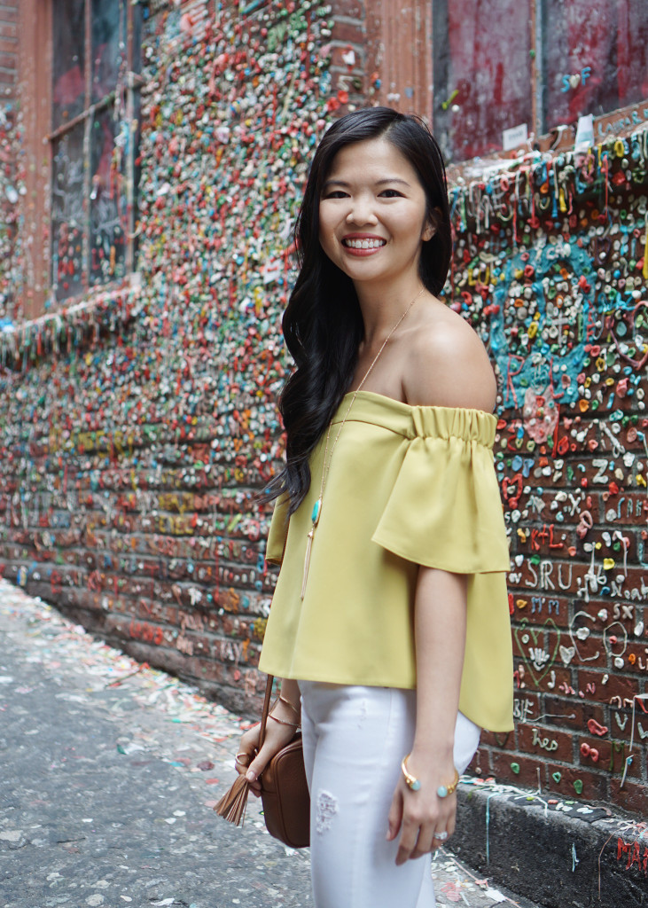 Skirt The Rules / Yellow Off The Shoulder Top