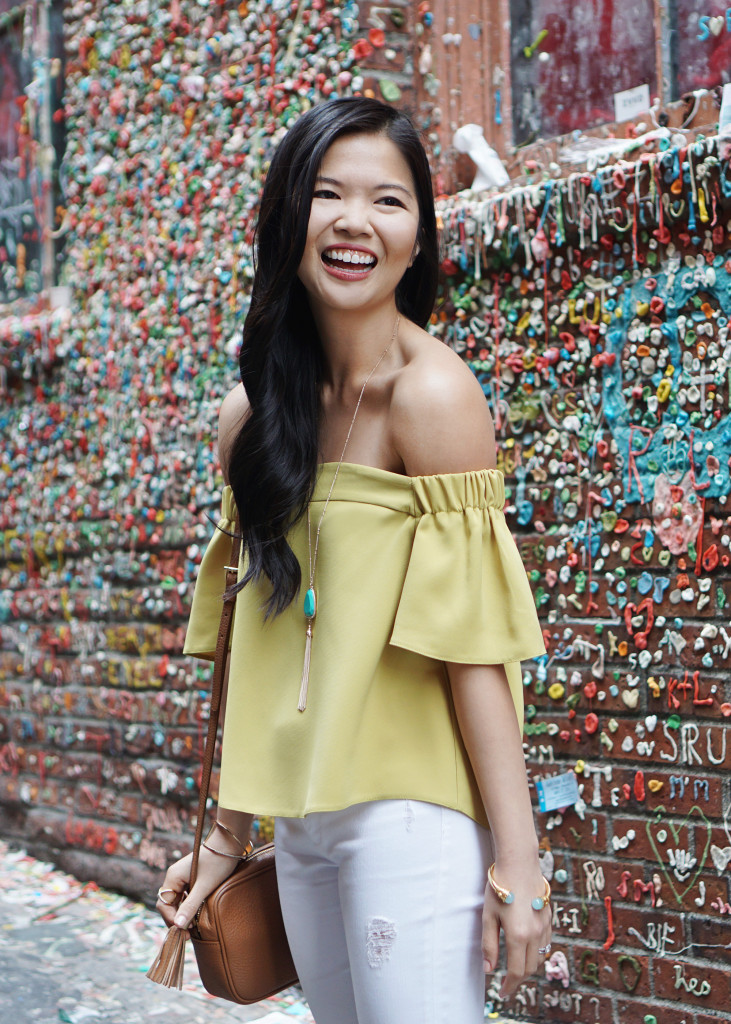 Skirt The Rules / Yellow Off The Shoulder Top